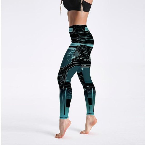 Geometric Pattern Digital Printed Workout High Waist Leggings for Women - SolaceConnect.com