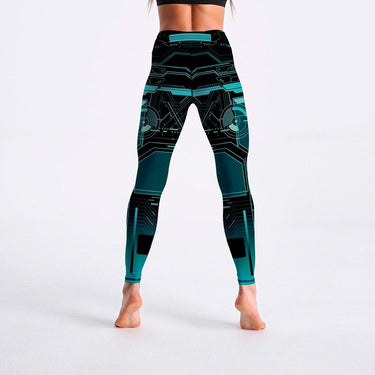 Geometric Pattern Digital Printed Workout High Waist Leggings for Women - SolaceConnect.com