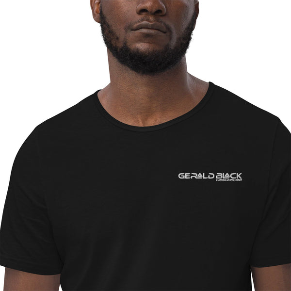Gerald Black Men's Curved Hem WHT T-Shirt  -  GeraldBlack.com