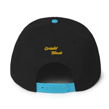 Gerald Black Snapback Hat with Flat Brim Yellow Trim  -  GeraldBlack.com