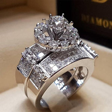 Girl's Multi-style Fashion Double-layer Crystal Engagement Wedding Ring - SolaceConnect.com