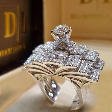 Girl's Multi-style Fashion Double-layer Crystal Engagement Wedding Ring - SolaceConnect.com