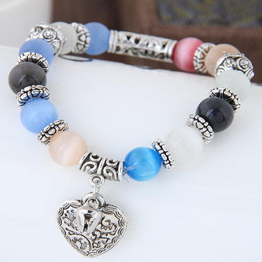 Glasses Stone Handmade Beads Heart Shaped Vintage Bracelet for Women - SolaceConnect.com