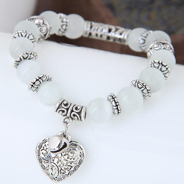 Glasses Stone Handmade Beads Heart Shaped Vintage Bracelet for Women - SolaceConnect.com
