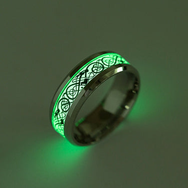 Glow in the Dark Dragon Tattoo Fashion Ring in Stainless Steel  -  GeraldBlack.com