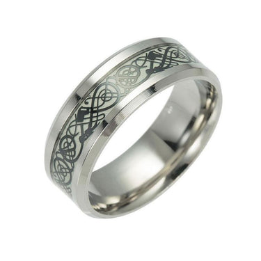 Glow in the Dark Dragon Tattoo Fashion Ring in Stainless Steel  -  GeraldBlack.com