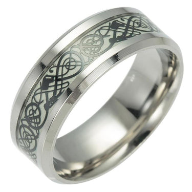Glow in the Dark Dragon Tattoo Fashion Ring in Stainless Steel - SolaceConnect.com