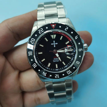 GMT Automatic Mechanical Watches Mens Sports 200m Diver Watch 42mm Stainless Steel Luminous Sapphire  -  GeraldBlack.com