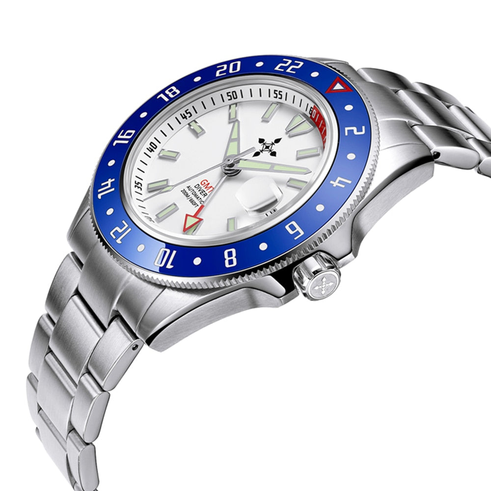 GMT Watch Automatic Men Sports 200M Diver Luxury 42mm Multiple Time Zone Mechanical Wristwatches Vintage Clocks  -  GeraldBlack.com
