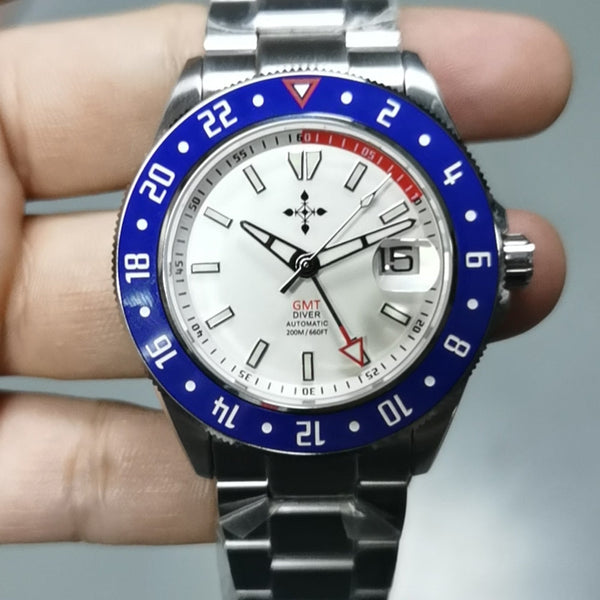 GMT Watch Mens Automatic Watches Sports 200m Diver Mechanical Wristwatches Luxury 42mm Stainless Steel Luminous Sapphire Glass  -  GeraldBlack.com