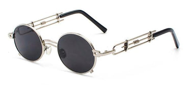 Gold Black Retro Steampunk Unisex Round Vintage Metal Frame Oval Sunglasses - SolaceConnect.com
