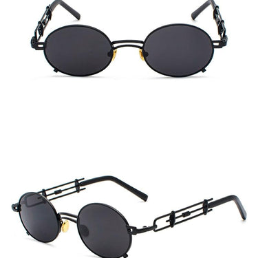 Gold Black Retro Steampunk Unisex Round Vintage Metal Frame Oval Sunglasses - SolaceConnect.com