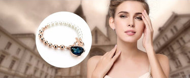 Gold Color Pearl Beads Strand Bracelets With Blue Stones Wedding Engagement Jewelry Bracelet Femme Sbr160114  -  GeraldBlack.com