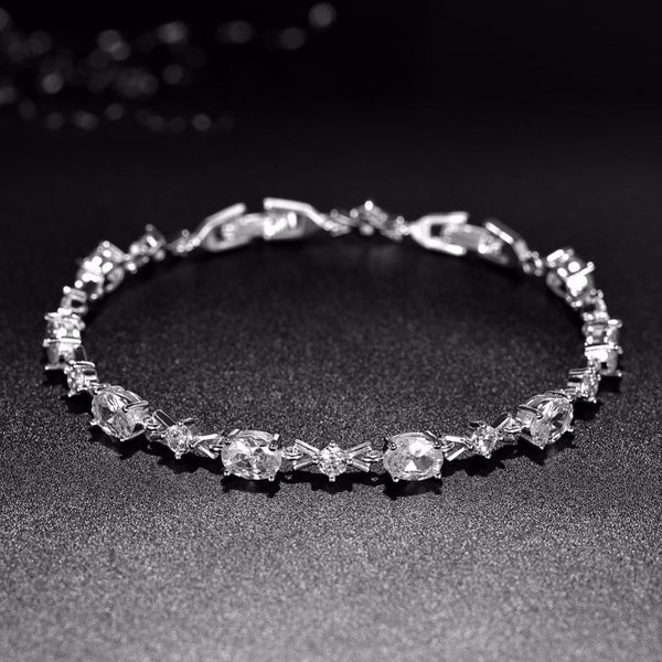 Gold Color Rose AAA Cubic Zirconia Chain Link Bracelets for Women  -  GeraldBlack.com