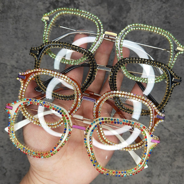 Gold Diamond Cat Eye Sunglasses for Women Designer Shades Sun Glasses Vintage Metal Clear Eyeglasses UV400  -  GeraldBlack.com