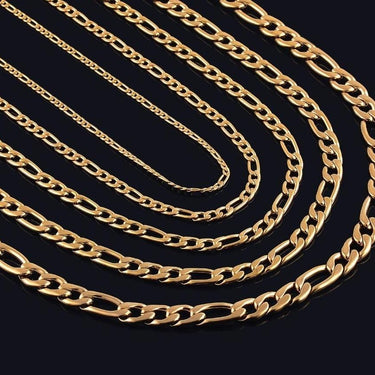 Gold Filled Stainless Steel Figaro Link Chain Necklace for Men Women - SolaceConnect.com