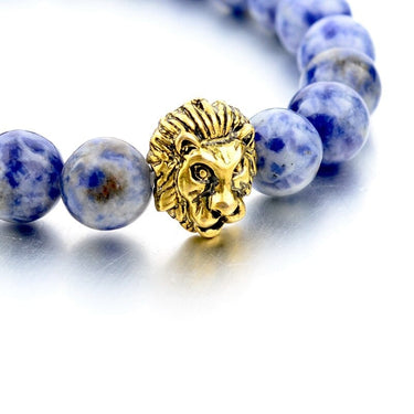 Gold Lion Strand Femme Beads with Natural Stone Bracelets for Women Men  -  GeraldBlack.com