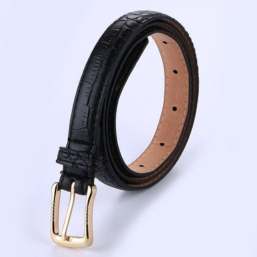 Gold Plated Crocodile Animal Pattern Wide Belt for Women with Pin Buckle  -  GeraldBlack.com