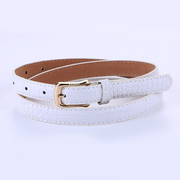 Gold Plated Crocodile Animal Pattern Wide Belt for Women with Pin Buckle  -  GeraldBlack.com