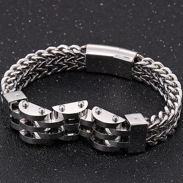 Gold Plated Stainless Steel Men's Bracelets 12MM Double Layer Franco Link Curb Chain Bracelet Jewelry With Gift Bag  -  GeraldBlack.com