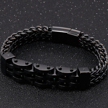 Gold Plated Stainless Steel Men's Bracelets 12MM Double Layer Franco Link Curb Chain Bracelet Jewelry With Gift Bag  -  GeraldBlack.com