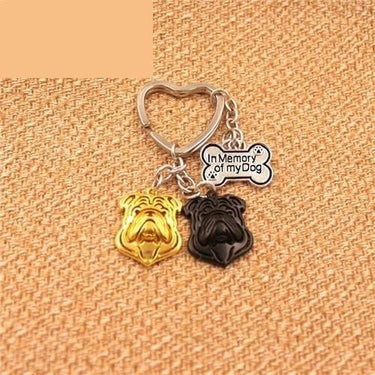Gold Silver Plated English Bulldog Animal Shape Metal Pendant Keychain - SolaceConnect.com
