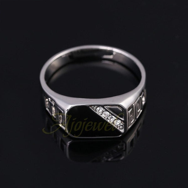 Good Quality Men's Cubic Zirconia Fashion Finger Ring with Black Enamel  -  GeraldBlack.com
