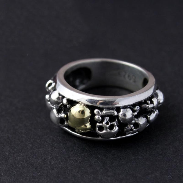 Gothic 100% 925 Sterling Silver Many Skulls Vintage Punk Ring for Men - SolaceConnect.com
