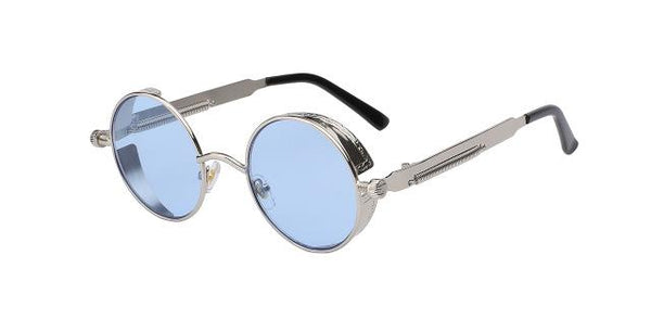 Gothic Steampunk Men's Mirrored Coating Round Circle Vintage Sunglasses - SolaceConnect.com