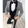 Gray Black Groom Wedding Slim Fit Tuxedos For Men Groomsmen Suit Formal Party  Blazer Vest Pants  -  GeraldBlack.com