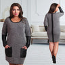 Big size 6XL Spring Dress Women Casual long sleeve patchwork pocket solid dresses plus size women - SolaceConnect.com