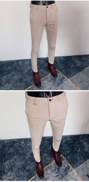 Gray Men's Ankle Length Slim Fit Formal Office Business Casual Pants  -  GeraldBlack.com