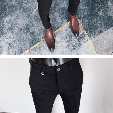 Gray Men's Ankle Length Slim Fit Formal Office Business Casual Pants  -  GeraldBlack.com
