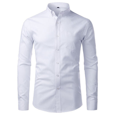 Gray Oxford Cotton Shirt Men Brand Long Sleeve Mens Dress Shirts Casual Slim Fit Chest Pocket Button Down  -  GeraldBlack.com
