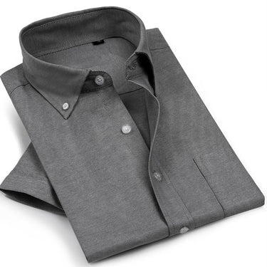 Gray Oxford Cotton Shirt Men Brand New Long Sleeve Mens Dress Shirts Casual Slim Fit Chest Pocket Button Down Camisa Masculina  -  GeraldBlack.com