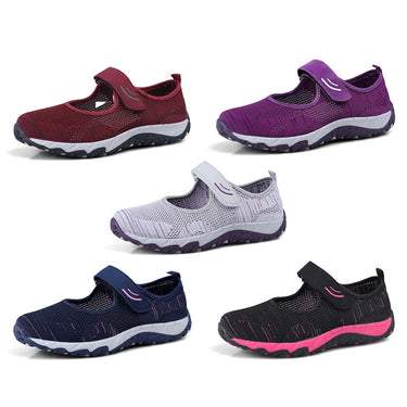 Gray Purple Summer Women's Casual Flats Fabric Hoop Loop Soft Comfy Mary Janes Round Toe Mesh Shallow Shoes  -  GeraldBlack.com