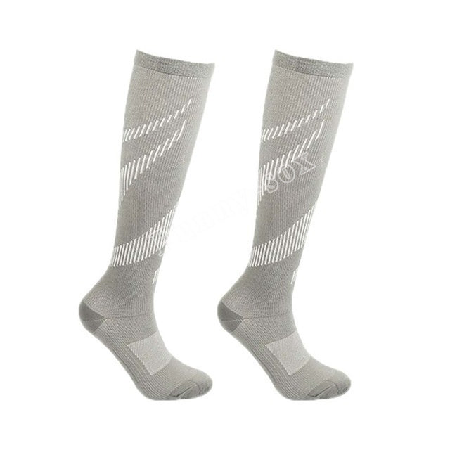 Gray Unisex Arrow Pattern Compression Outdoor Thigh High Tube Socks  -  GeraldBlack.com