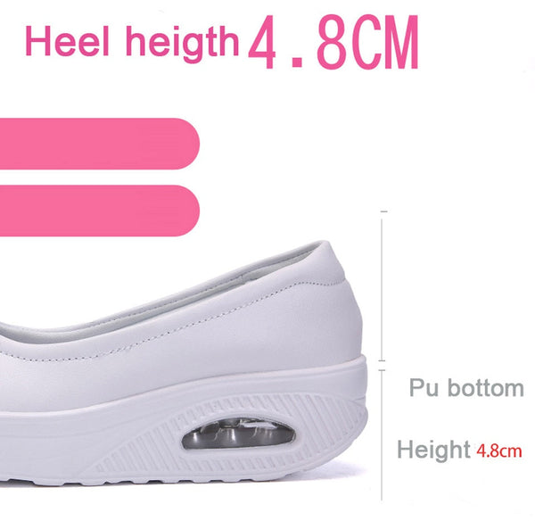 Gray White Spring Autumn Women Swing Slip-on Shallow Mocasines Round Toe Solid Casual Shoes  -  GeraldBlack.com