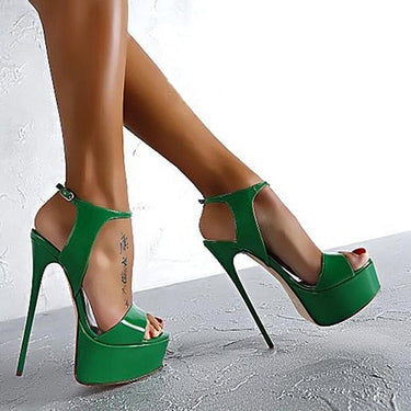 Green Summer Style Sexy High Heels Open Toe Buckles Nightclub Party Pumps  -  GeraldBlack.com