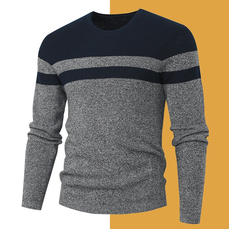 Grey-2110 Men's Pullover Sweater Fashion Soft Autumn Slim Sweater Jersey Knitwear Winter Jumper Tops Sweatshirt Plus Size  -  GeraldBlack.com