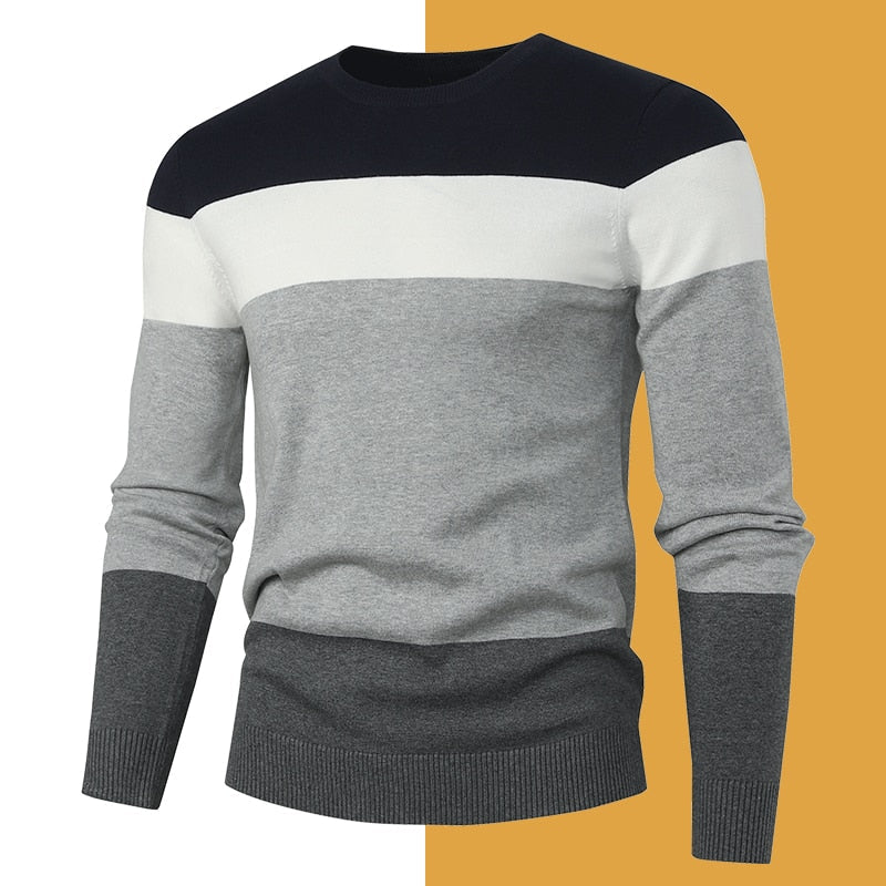Grey-2111 Men's Pullover Sweater Fashion Soft Autumn Slim Sweater Jersey Knitwear Winter Jumper Tops Sweatshirt Plus Size  -  GeraldBlack.com
