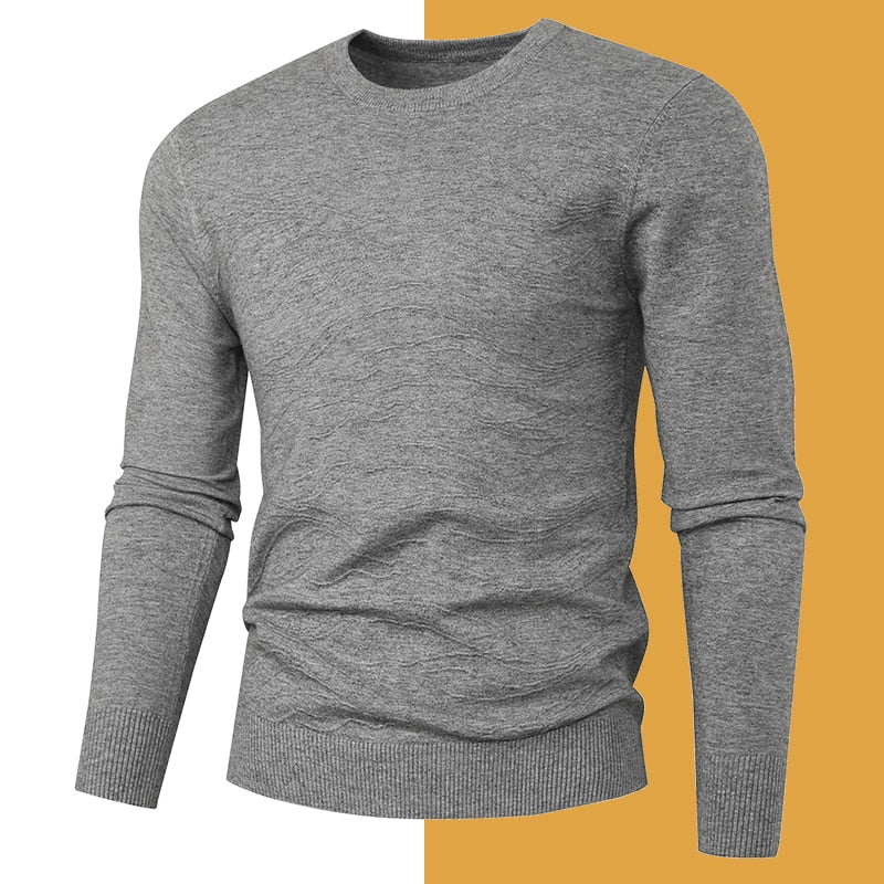 Grey-2118 Men's Pullover Sweater Fashion Soft Autumn Slim Sweater Jersey Knitwear Winter Jumper Tops Sweatshirt Plus Size  -  GeraldBlack.com