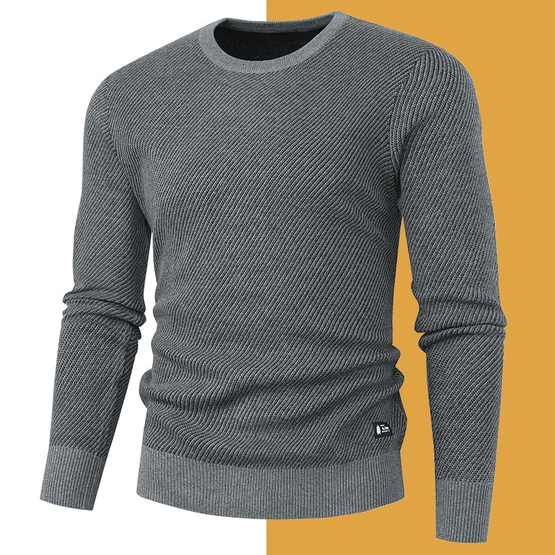 Grey-2123 Men's Pullover Sweater Fashion Soft Autumn Slim Sweater Jersey Knitwear Winter Jumper Tops Sweatshirt Plus Size  -  GeraldBlack.com