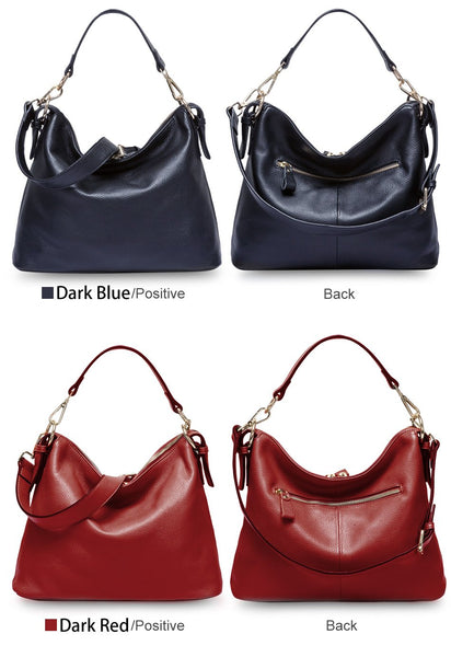 Grey Leather Women's Shoulder Bag Style Handbag Casual Messenger Tote - SolaceConnect.com