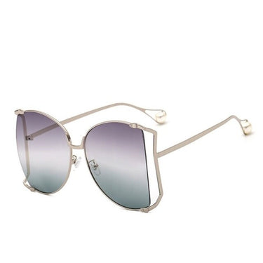 Half Frame Hollow Fashion Gold Transparent Square Sunglasses for Women - SolaceConnect.com