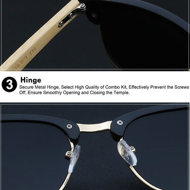 Half Metal Bamboo Designer Mirror Gafas Sunglasses for Men & Women  -  GeraldBlack.com