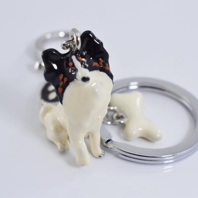 Hand-Painted Husky Metal 3D Pet Dog Pendant Bordered Keychains  -  GeraldBlack.com