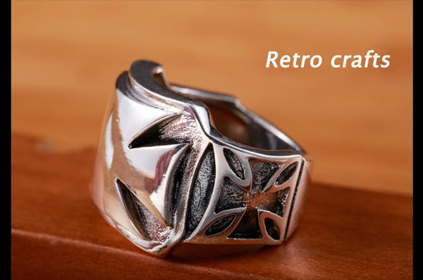 Handmade Authentic 925 Sterling Silver Vintage Cross Ring for Unisex - SolaceConnect.com