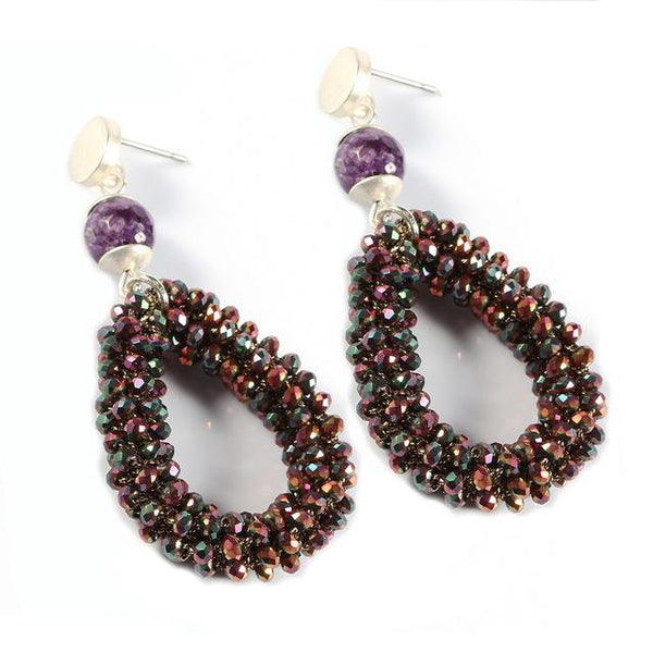 Handmade Bohemian Big Long Earrings for Women with Crystal Stone and Beads - SolaceConnect.com