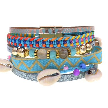 Handmade Charm Shell Leather Beaded Stone Bracelets for Women  -  GeraldBlack.com